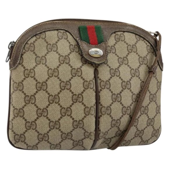 GUCCI GG Supreme Web Sherry Line Bag PVC Beige Gold - Picture 1 of 15